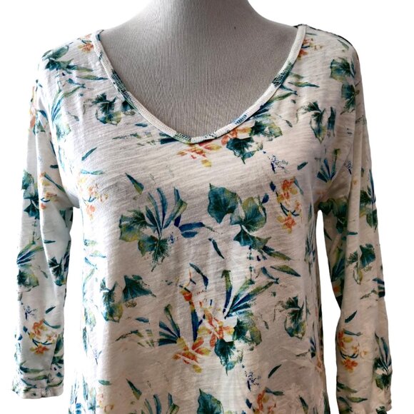 Fresh Produce Womens Size S White Floral 100% Cotton Side Pockets T-Shirt Top - Picture 4 of 11